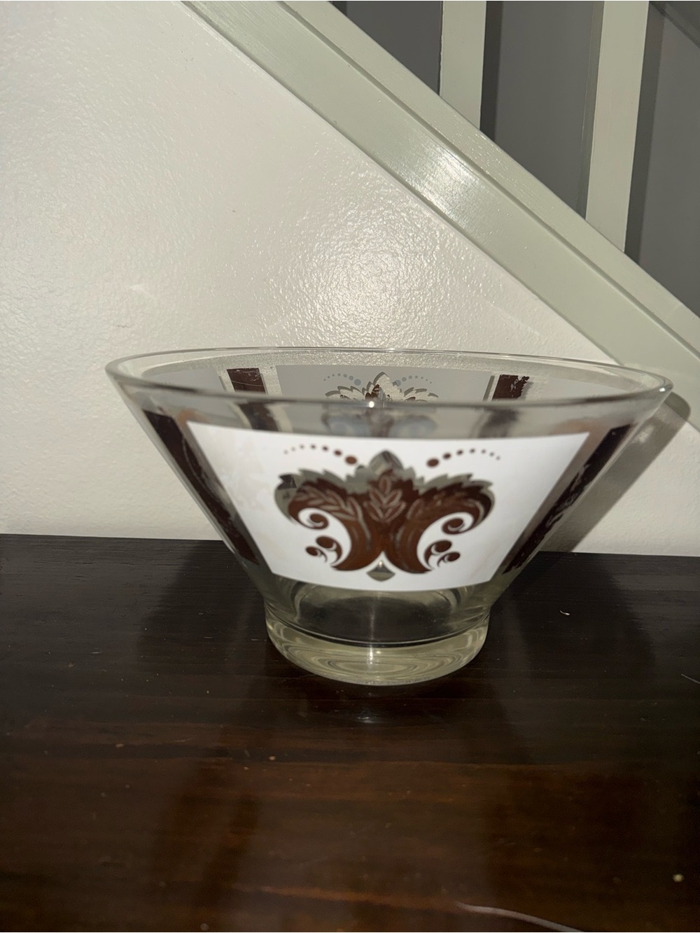 Anchor Hocking Brown and White Decorative Glass Bowl